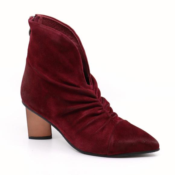 NEW ANTELOPE hetty suede heel boots in bordeaux - Picture 3 of 9